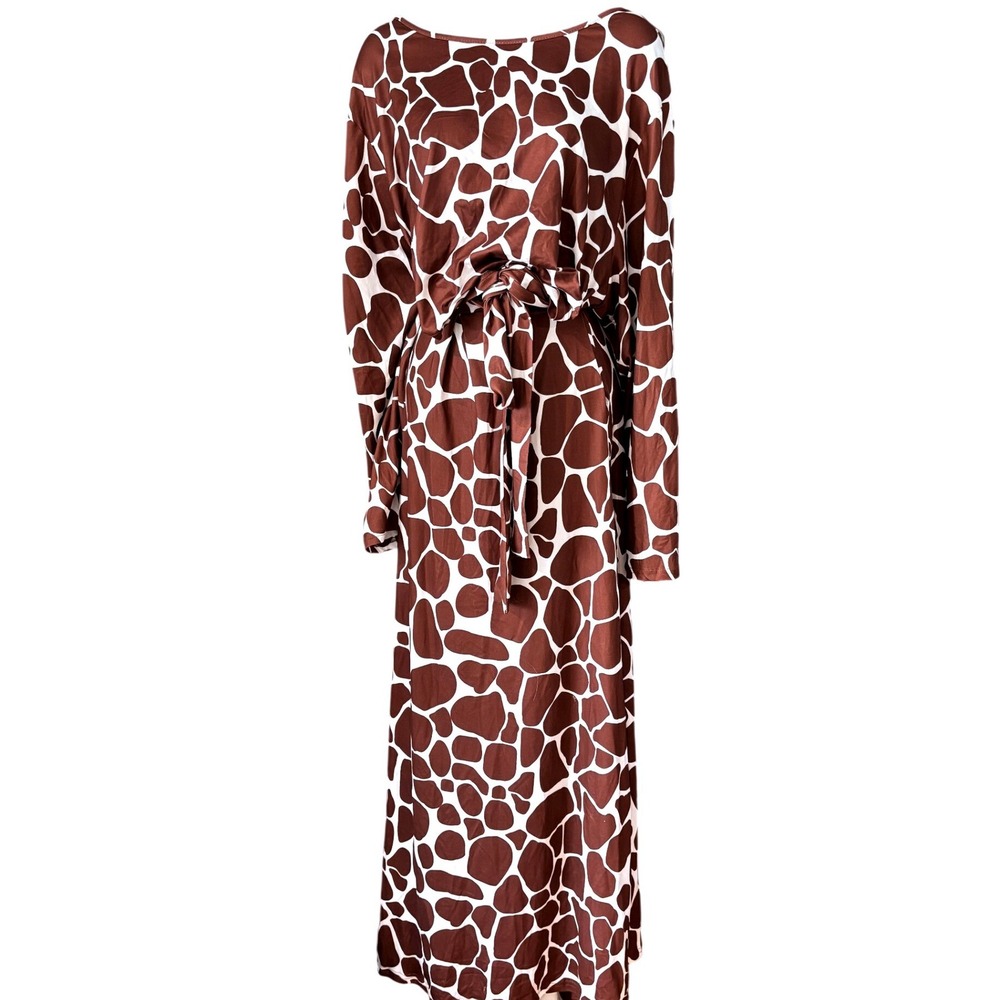 Giraffe Print 2 Piece Set Crop Top & Maxi Skirt Brown White Plus Size 5XL NWOT